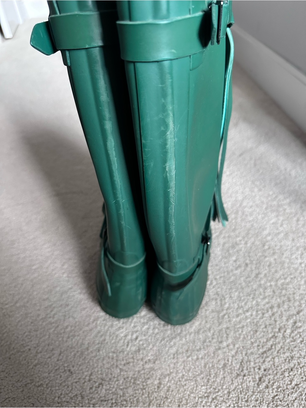 *rare* Hunter Green Tall Rain Boots with Tassles - Picture 6 of 11